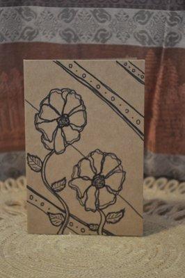 Blank inside two flower hand drawn card