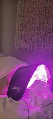 client receiving her Super Effective Celluma Cool Light Infrared Anti-aging & repair treatment