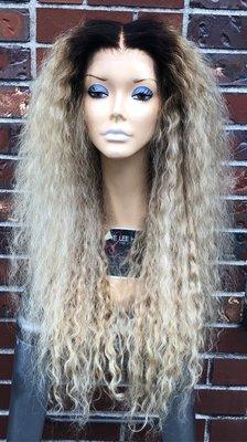 Dark root human hair blonde wig