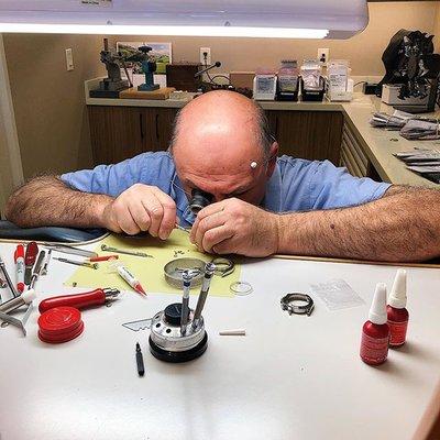 We have a watch maker in house! He is certified with Rolex and can repair virtually any watch, from batteries to overhaul!