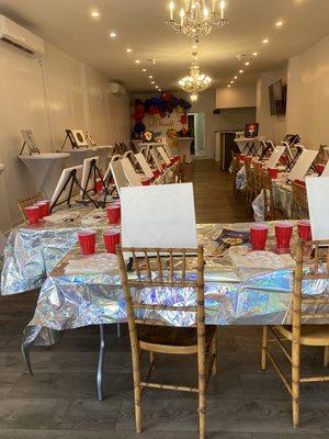 This is view from the back for the sip and paint