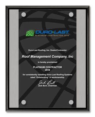 Awarded Duro-Last Platinum Contractor