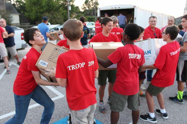 Boy Scouts helping during Hurricane Harvey