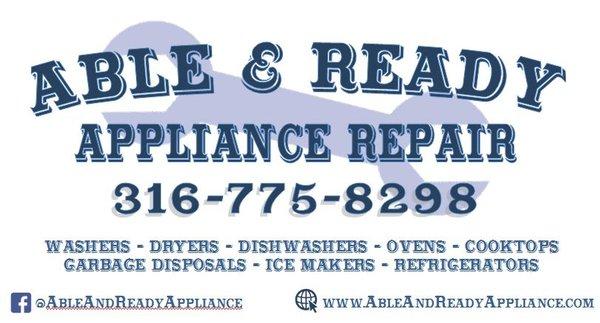 Able and Ready Appliance Repair Call us today for your repair needs!