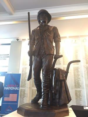 "Each citizen of a free government owes his services to defend it" George Washington 1783 bronze statue of young George Washingt