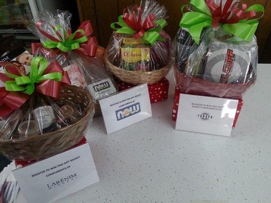 Various baskets to be given away through drawings