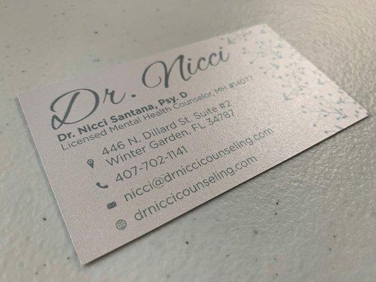 Business card design for Dr. Nicci Santana