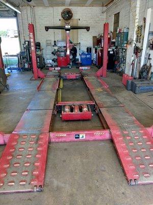 Hunter alignment rack, large enough for todays vehicles.