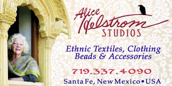 Alice Helstrom Studios
Specializing in ethnic textiles, beads & accessories.