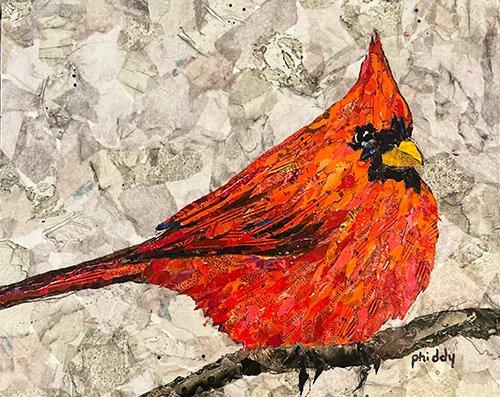 CARDINAL RED, Artist: Phiddy Webb, Mixed-media collage