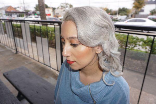 beautiful silver blonde color & style