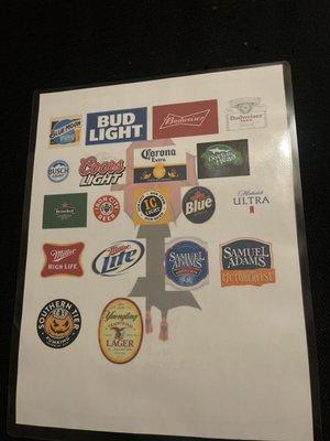 Beer menu