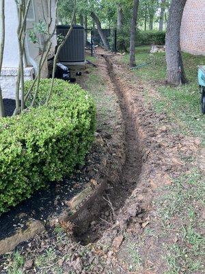 French drain installation.