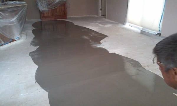 Here we level floors before installation for the perfectly level and flat flooring.