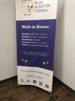 Walk-in hours