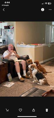 Grandpa with Sophie, Woody, and Urban. All three were adopted from here.