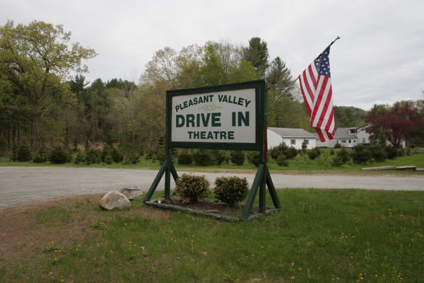 Sign at the entrance. http://www.pleasantvalleydriveinmovies.com