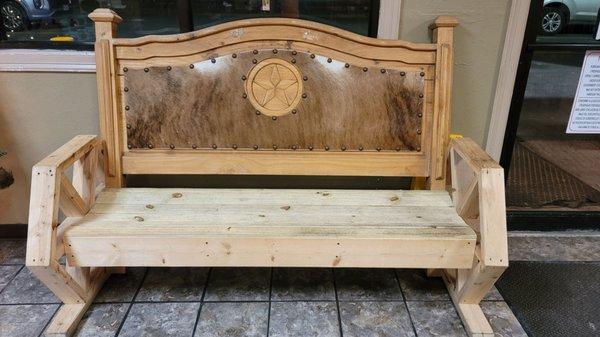 Western style bench by door