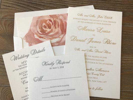 Gold Foil + Letterpress Wedding Invitations