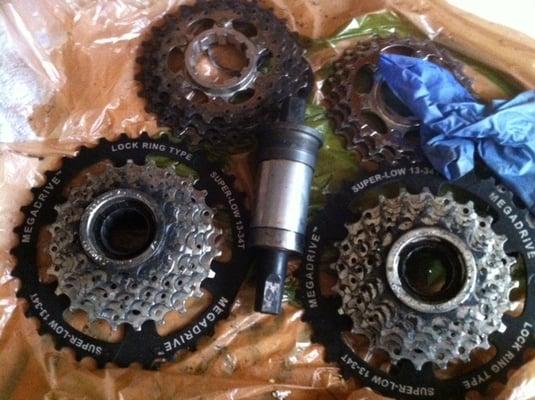 Old bike gears and parts waiting to be transformed into cool art!