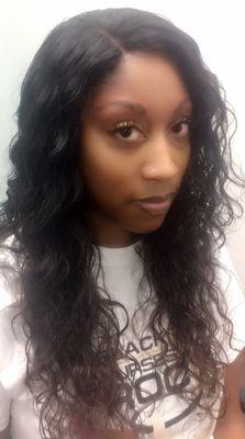 Loving the wavy hair! Carefree full installation with closure.