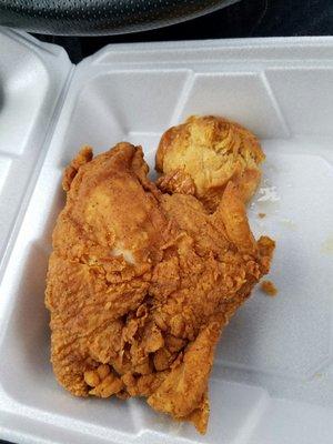 Juicy Fried Chicken Breast and Sweet Honey Biscuit