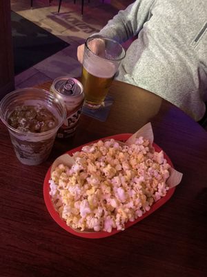 local ipa, root beer, free popcorn