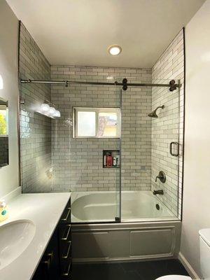 Frameless shower doors 3/8 sliding glass