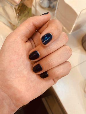 Deep navy blue gel mani