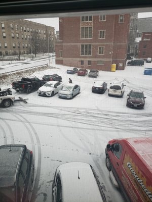 Almost an empty parking lot, but Boulevard is out there towing...a week before Christmas...