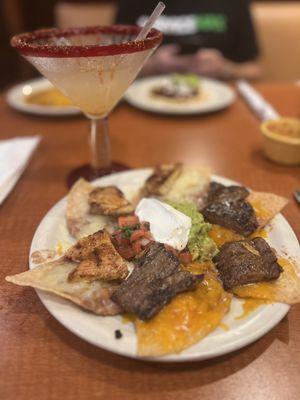 Half order of mixed nachos + a house margarita.