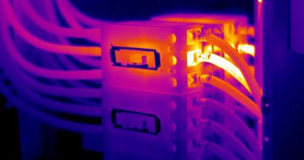 Infrared photo showing overtaxed breaker and wiring. Discovered during a pre buyer inspection