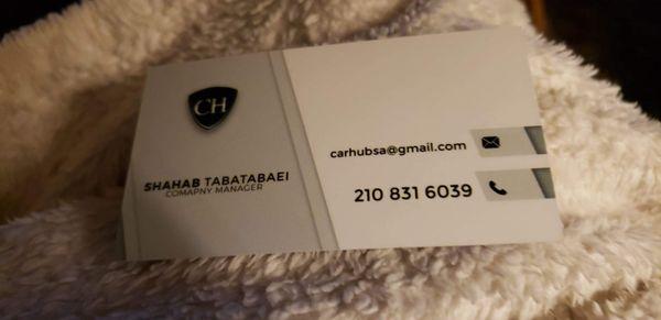 Business card of manager