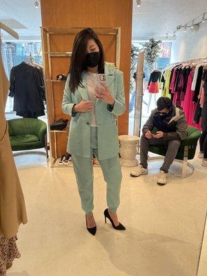 Spring collection aquamarine power suit set - love the pants, so comfy!