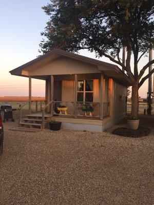 Nice and cool cabin. We just loved staying at the Lubbock KOA!