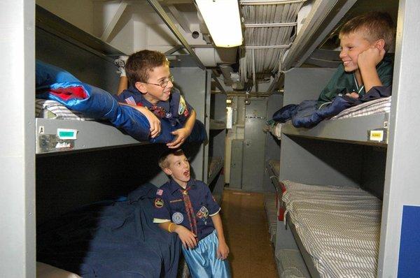 Scouts, youth groups and families can spend an overnight aboard the Battleship