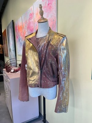 Pink Swede MOTO Jacket - Abstract Painted