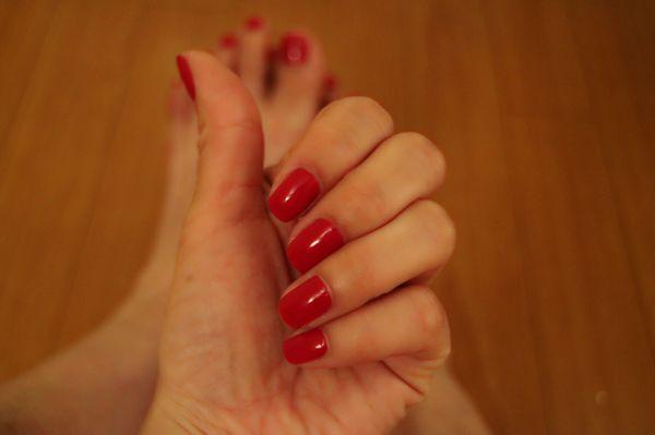 Essie (Russian Roulette) for a classic red color