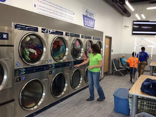 Large 5 load sized dryers.