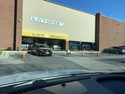 Blocking off parking spaces. Not for customers. Not sure if the goal here, except to drive away what could have been a huge sales day.