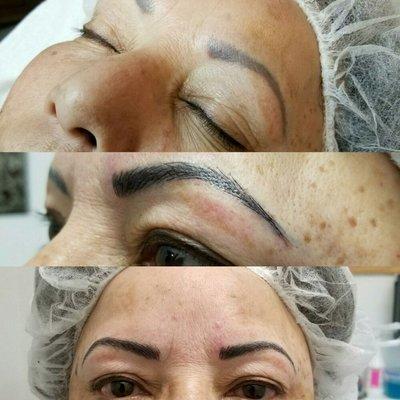 A cover up of a tattooed brow.