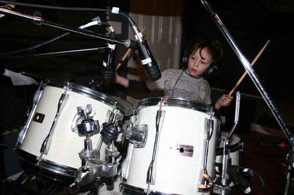 Gary's son on drums in his Stroudsburg PA studio