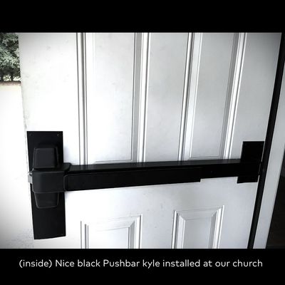 Customer was very happy with the new Mark's matte black panic bar (photo 1/2). Reference: Thumbtact