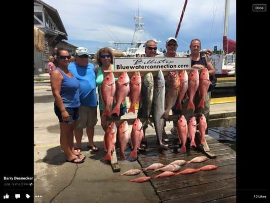 A limit of huge Red Snappers, plus some various "bonus" fish. If you want a nice, clean boat and great crew, book the Billistic.