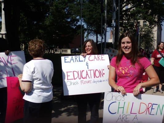 Staff rally for keeping early childhood funding