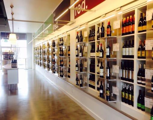 Wine displays, wine to red color-coded overhead.