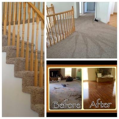 Finished Stair wall with Carpet & Living room with Laminated floor