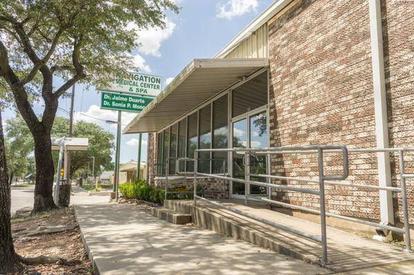 Handicap wheelchair accessible ramp at entrance