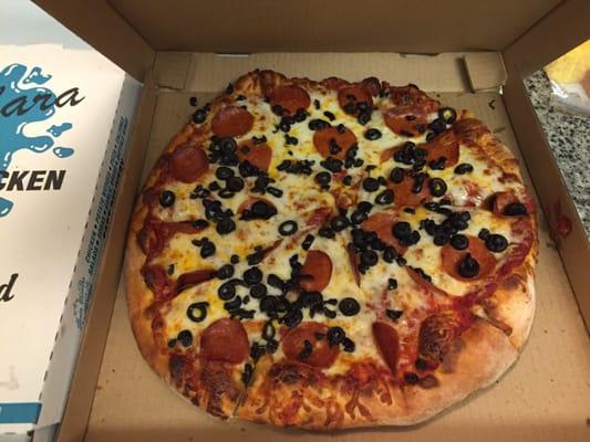 Pepperoni and black olives