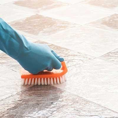 Heavy scrubbing the tiles